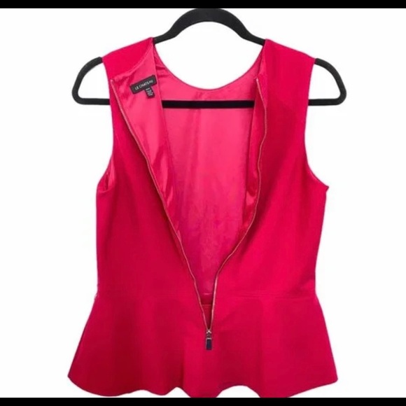 Le Chateau Hot Pink Peplum Top - Picture 3 of 4